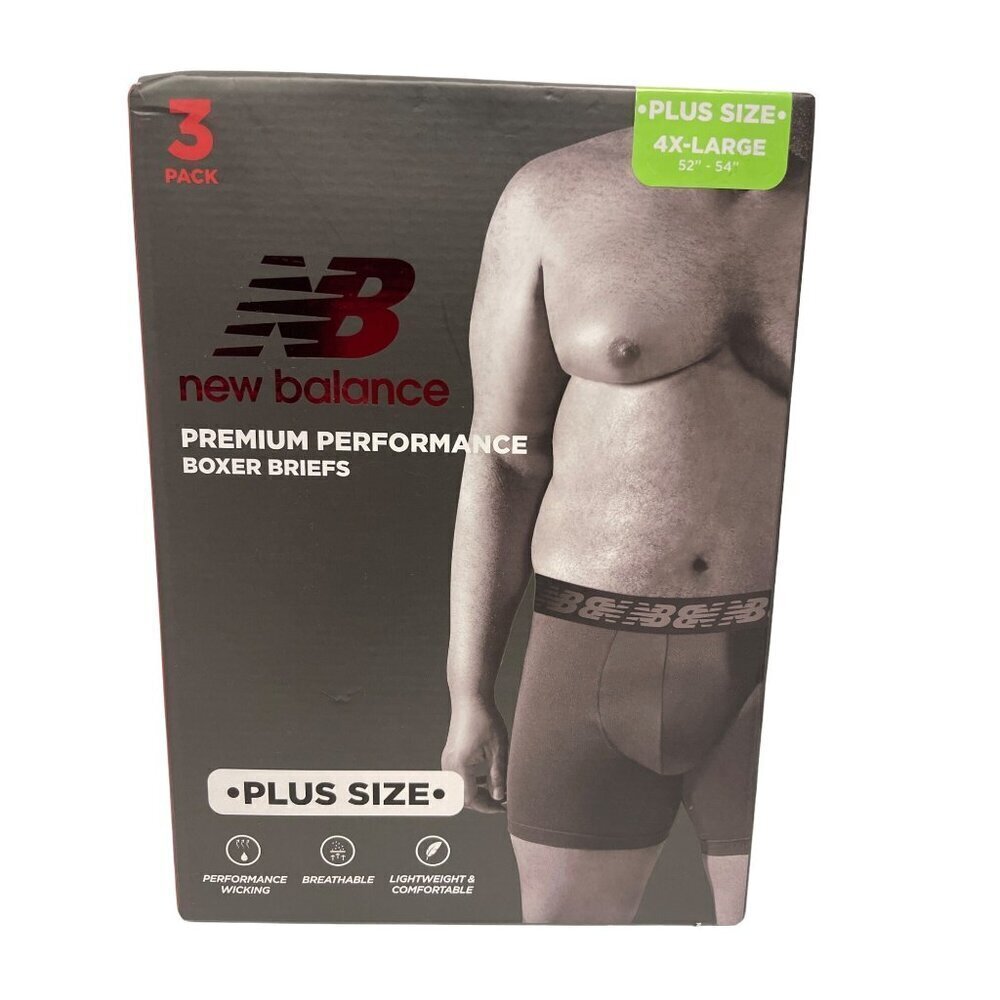NEW! New Balance 3 Pack Preimum Performance Boxer Breifs Red Black Men's 4X 4XL